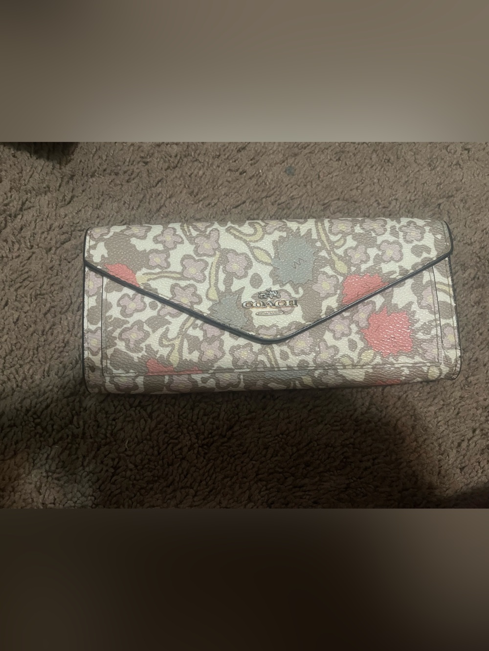 Coach Floral Envelope Wallet in Cream, Pink & Green